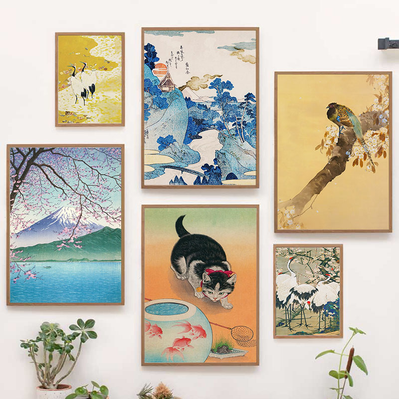 Interior Design Apartment - Japonês katsushika hokusai pintura em tela